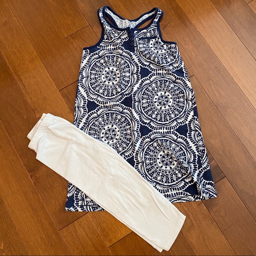 Navy and white dress with matching leggings!